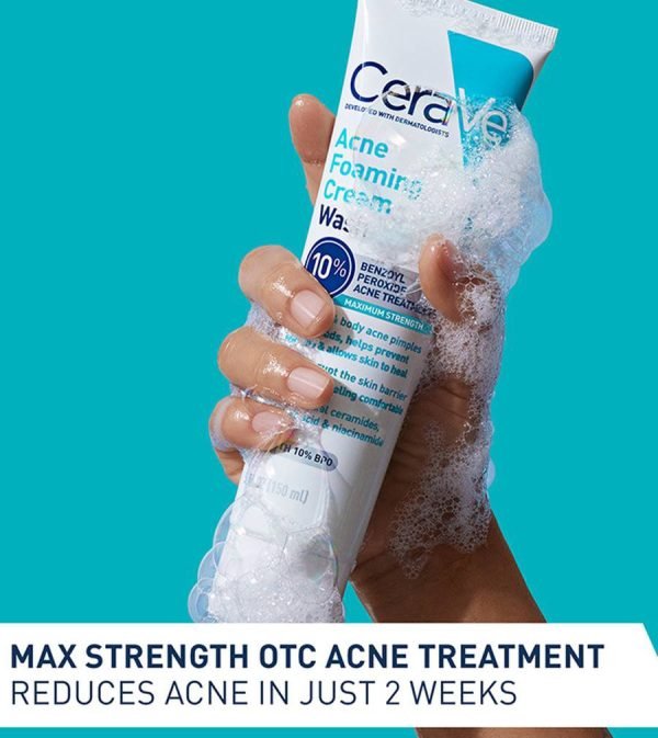 CeraVe Acne Foaming Cream Cleanser 10% (150ml) - Image 4