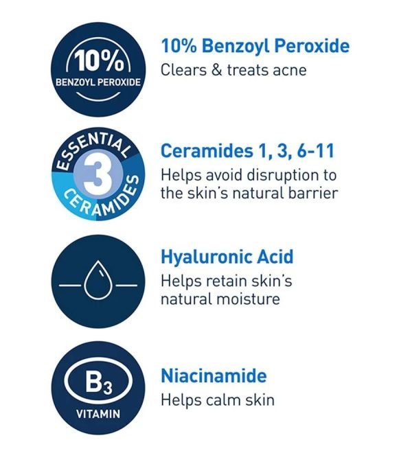 CeraVe Acne Foaming Cream Cleanser 10% (150ml) - Image 3