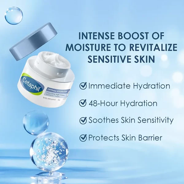 Cetaphil Optimal Hydration Replenishing Night Cream (50g) - Image 8