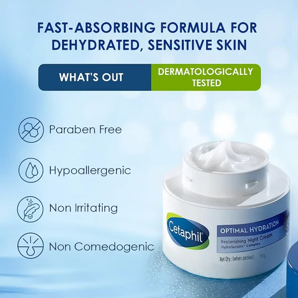 Cetaphil Optimal Hydration Replenishing Night Cream (50g) - Image 2