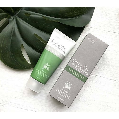 3W Clinic Anti Sebum Green Tea Foam Cleansing (100ml) - Image 2