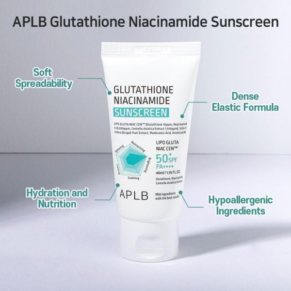 aplb glutathione niacinamide sunscreen spf50+ pa++++ 40ml APLB Glutathione Niacinamide Sunscreen SPF 50 (40ml)