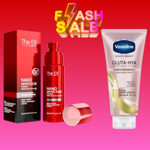 Flash Offer The Elf Nano White Dose Premium White Plus Serum (60ml) & Vaseline Healthy Bright Gluta-Hya  Lotion