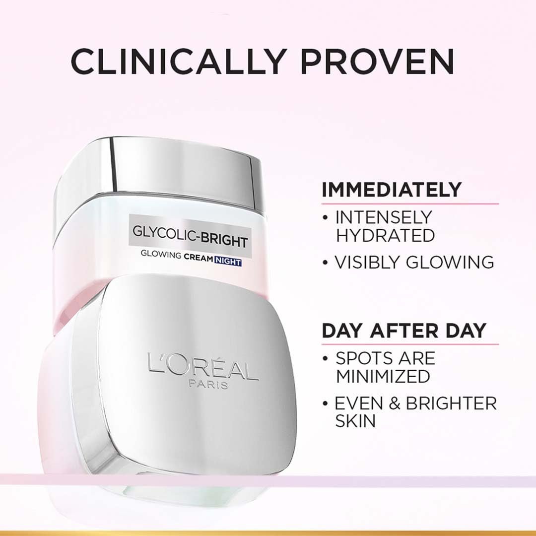 L'Oreal Paris Glycolic Bright Glowing Night Cream -50ml - Image 4