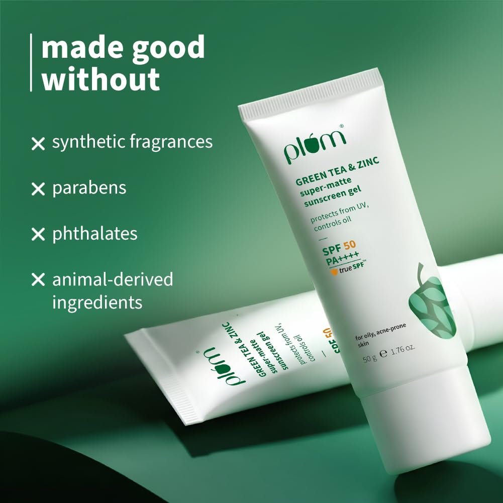 Plum Green Tea & Zinc Super-Matte Sunscreen Gel - For Oily Skin (50g) - Image 4