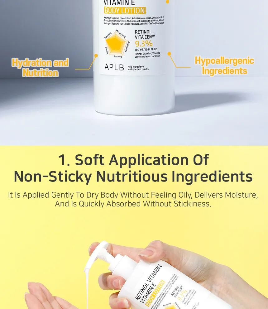 APLB - Retinol Vitamin C Vitamin E Body Lotion (300ml) - Image 4