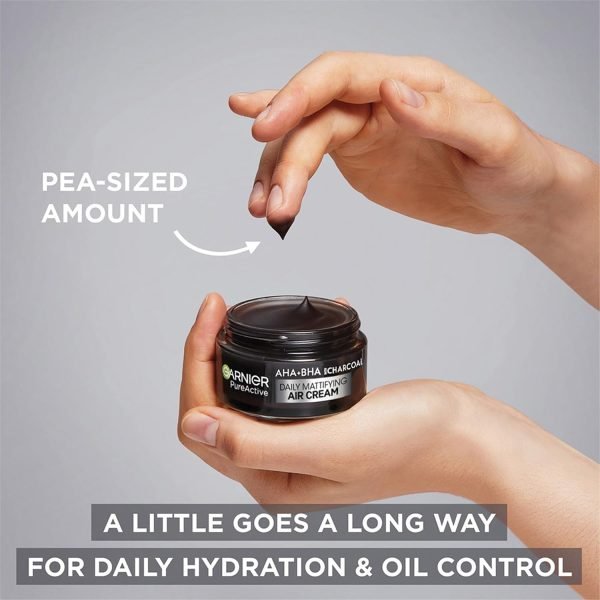Garnier Pure Active AHA+BHA Charcoal Daily Mattifying Air Cream-(50ml) - Image 4