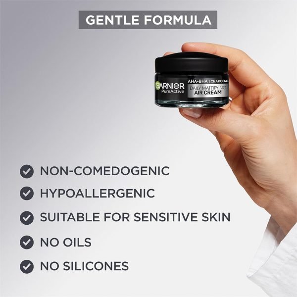 Garnier Pure Active AHA+BHA Charcoal Daily Mattifying Air Cream-(50ml) - Image 5