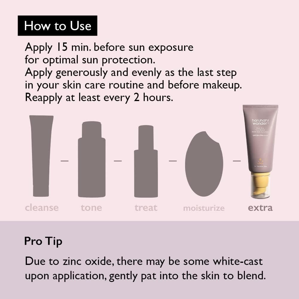 Haruharu Wonder Black Rice Pure Mineral Relief Daily Sunscreen SPF50-(50ml) - Image 5
