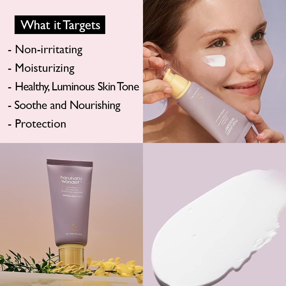 Haruharu Wonder Black Rice Pure Mineral Relief Daily Sunscreen SPF50-(50ml) - Image 3