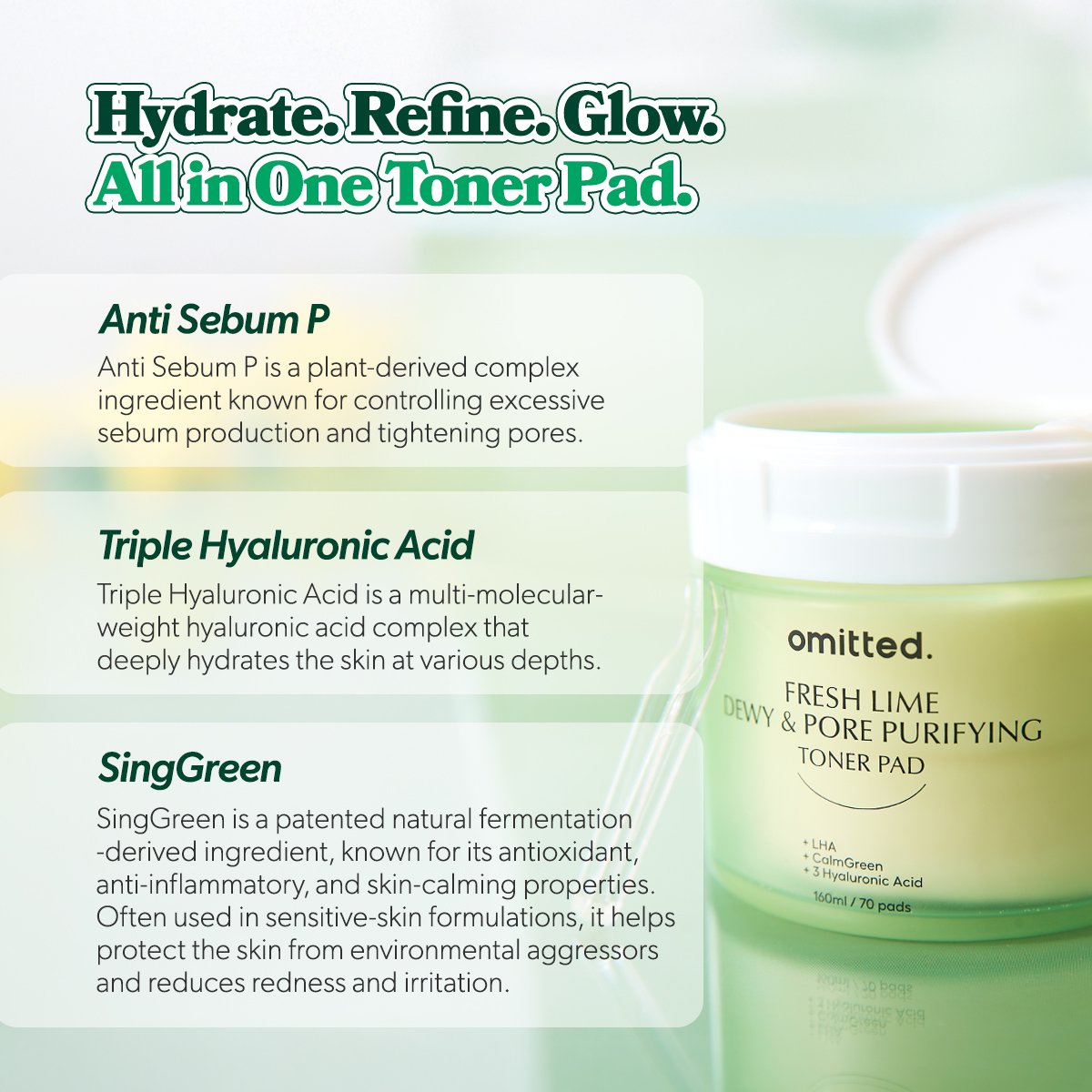 Omitted Fresh Lime Dewy & Pore Purifying Toner Pad (160ml),70Pads - Image 5