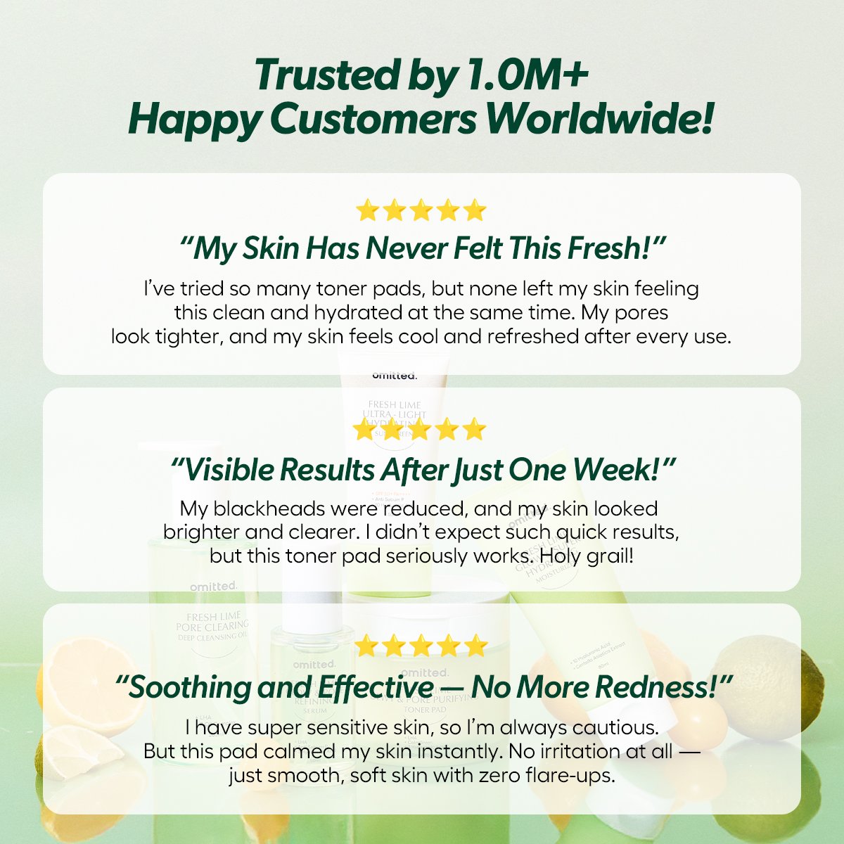 Omitted Fresh Lime Dewy & Pore Purifying Toner Pad (160ml),70Pads - Image 9