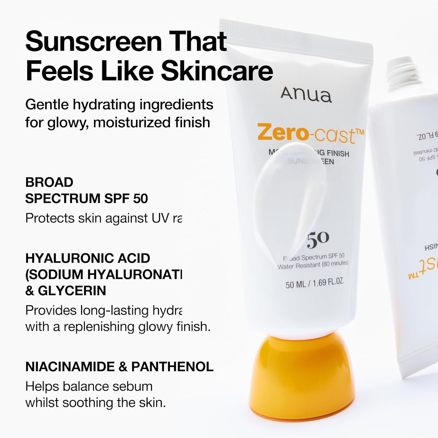Anua Zero-Cast Moisturizing Finish Sunscreen(SPF 50)-50ml - Image 3