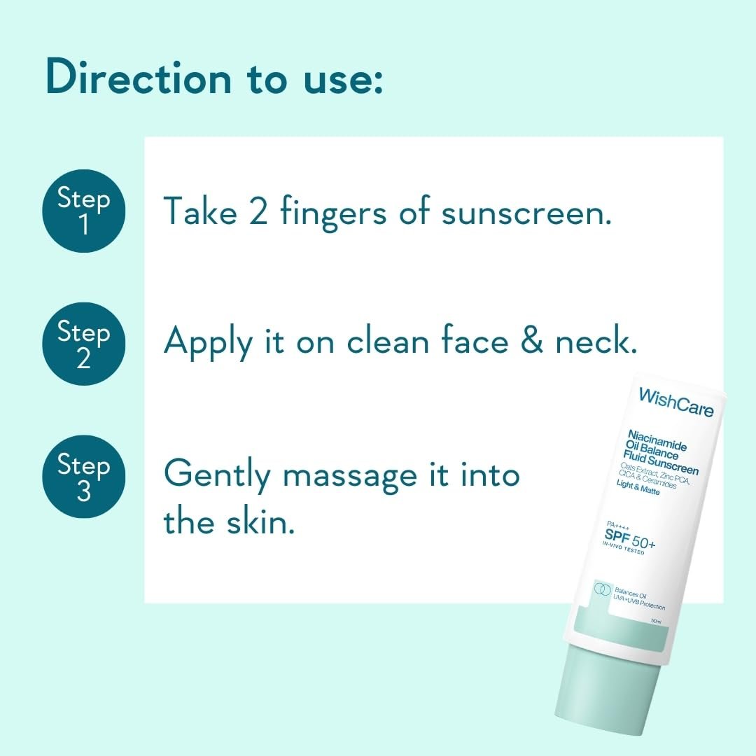 WishCare 5% Niacinamide Oil Balance Fluid Sunscreen SPF 50 PA++++(50ml) - Image 5