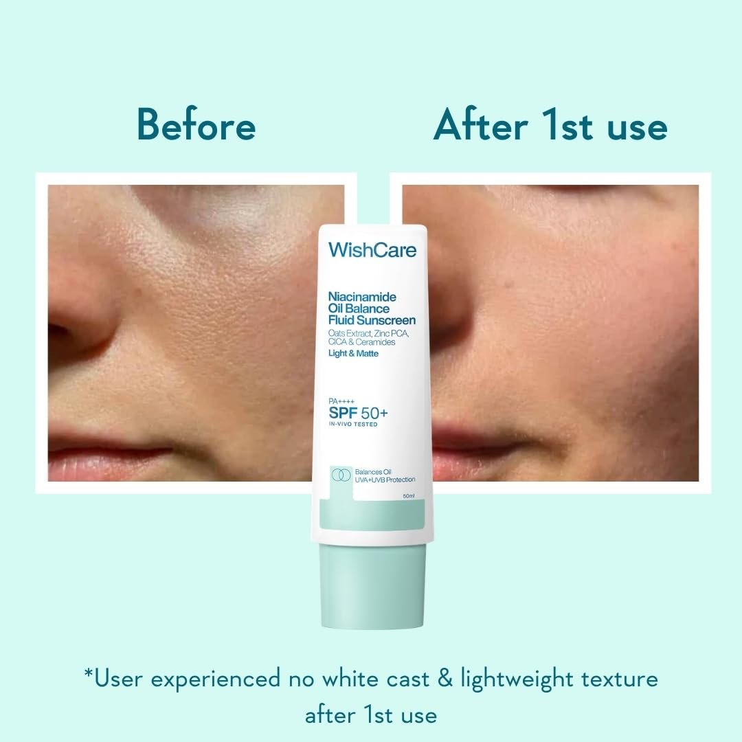 WishCare 5% Niacinamide Oil Balance Fluid Sunscreen SPF 50 PA++++(50ml) - Image 3