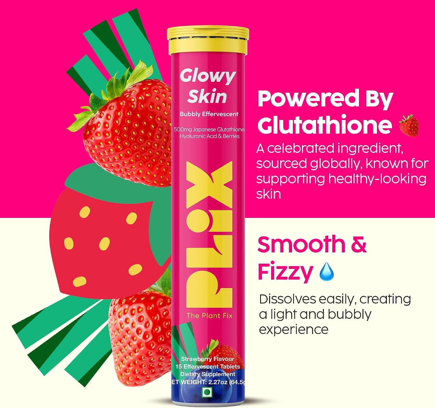 PLIX Glowy Skin 500mg Glutathione Supplement-15 Tablets