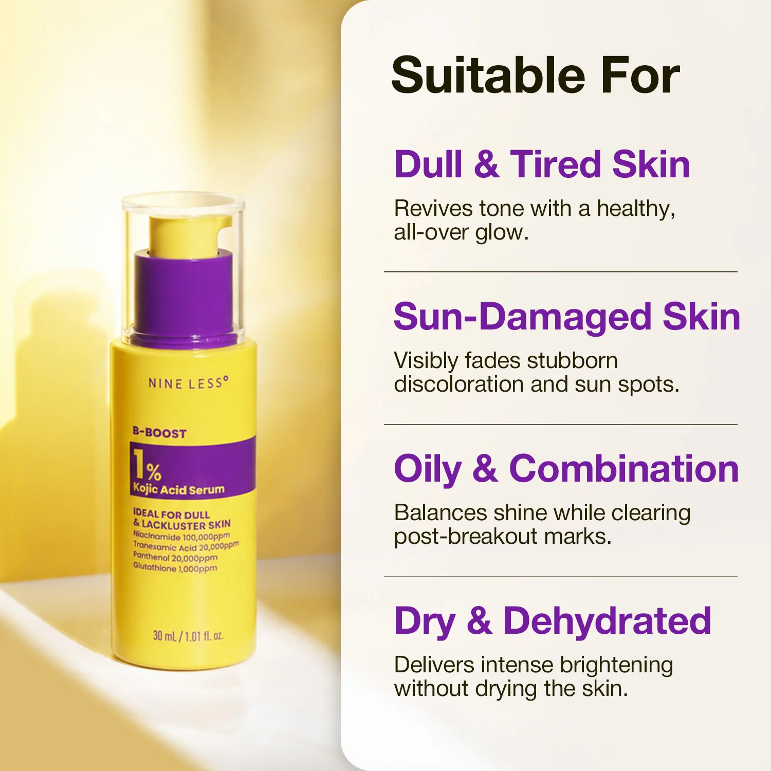 Nineless 1% Kojic Acid Serum-30ml - Image 7
