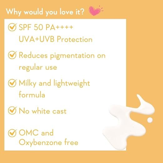 WishCare Vitamin C Pure Glow Milk Sunscreen with SPF 50-50ml - Image 4