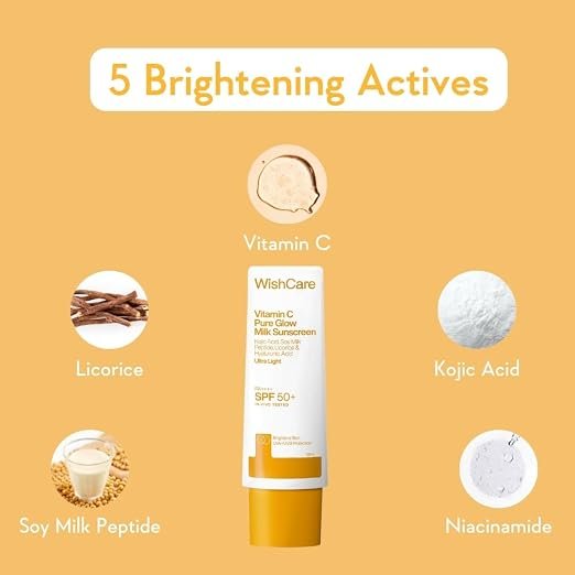 WishCare Vitamin C Pure Glow Milk Sunscreen with SPF 50-50ml - Image 2