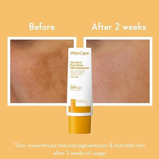 WishCare Vitamin C Pure Glow Milk Sunscreen with SPF 50-50ml - Image 3