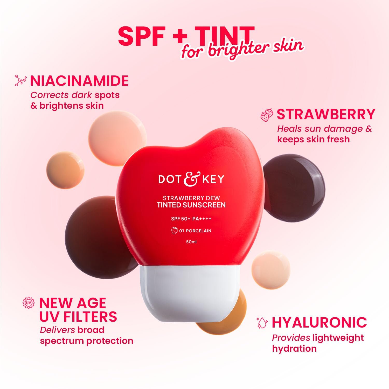 Dot & Key Strawberry Dew Tinted Sunscreen|Peony-50ml - Image 3
